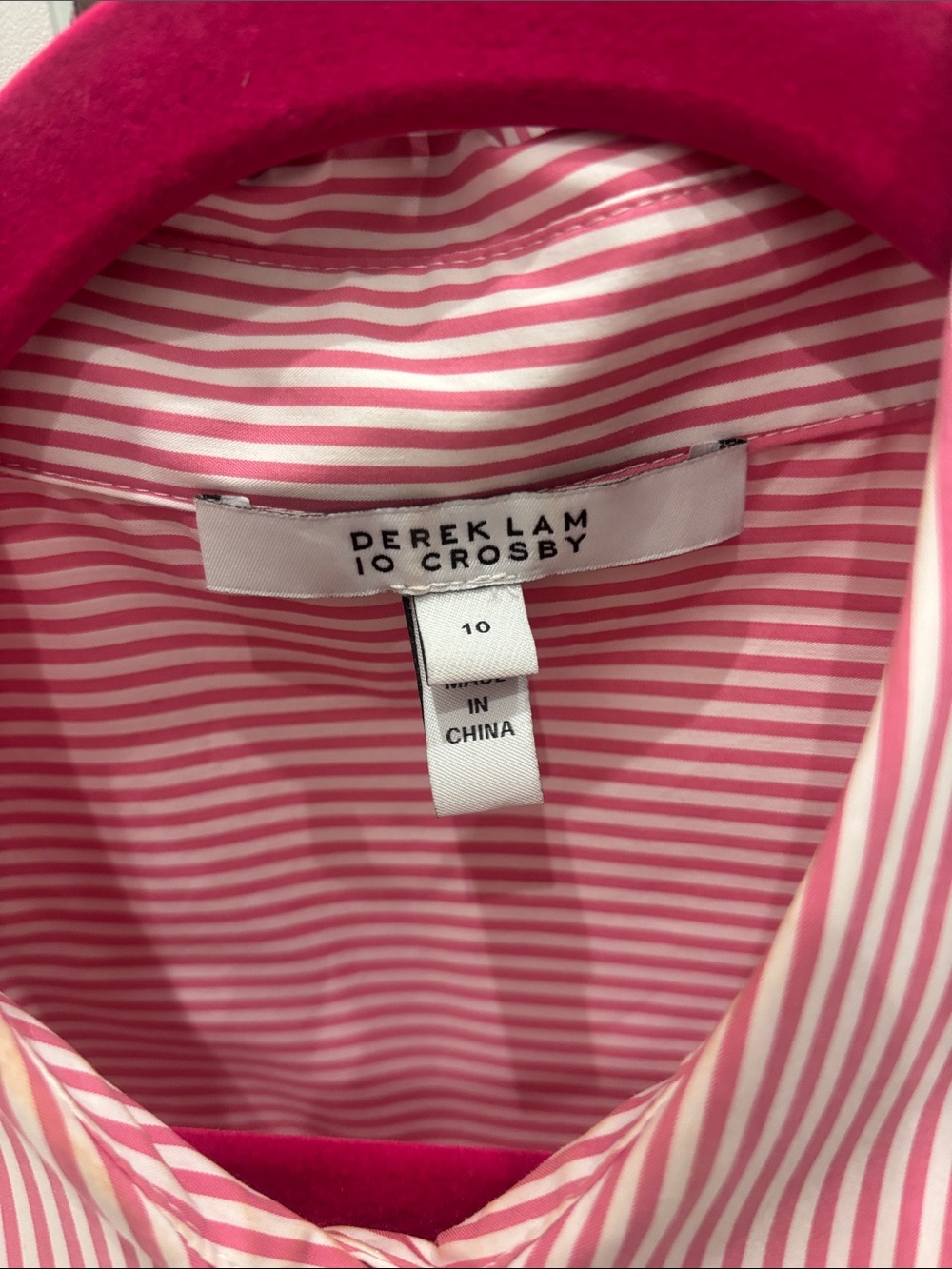 10 Crosby Derek Lam Pink Narrow-Stripe Button-Front Shirt Dress with Tie Waist - Picture 2 of 3